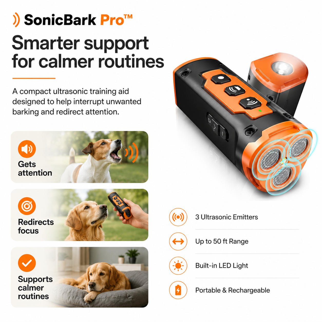 SonicBark Pro™ Ultrasonic Bark Control Trainer