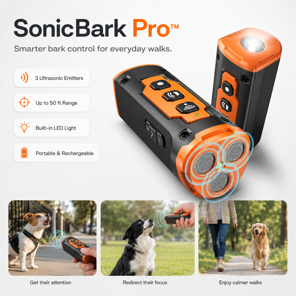 SonicBark Pro™  Ultrasonic Bark Control Trainer